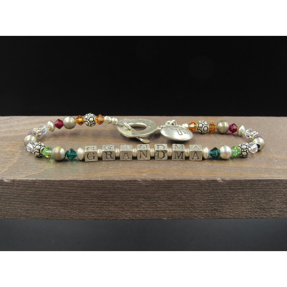 7" Sterling Silver Grandma Faith Crystal Bracelet Vintage Elegant Beautiful